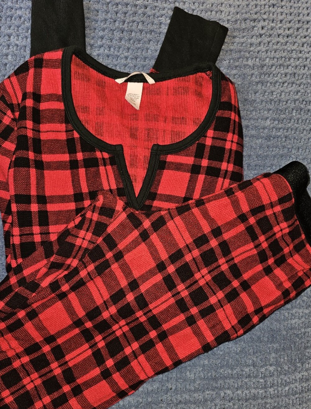 Victoria Sectret Red and Black Plaid Pj Set
